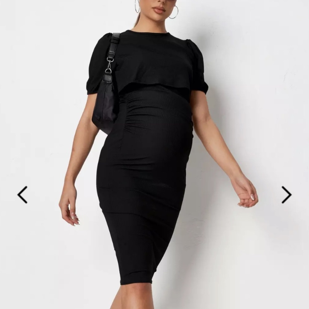 NWT! Black puff sleeve maternity/nursing dress